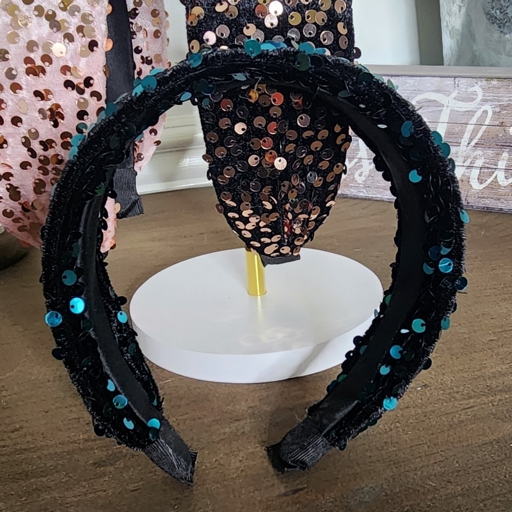 Sequin Embellished Headbands - Pink, Black, Blue - Picture 4 of 4